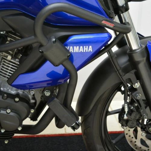 Protetor de Motor com Pedaleira Chapam Yamaha Fazer Fz15 150 2023 a 2025 Preto Fosco