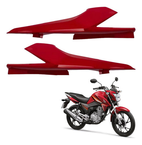 Par de Rabetas Laterais Paramotos Honda Cg 160 Titan 2022 a 2024 Vermelho Marrakesh