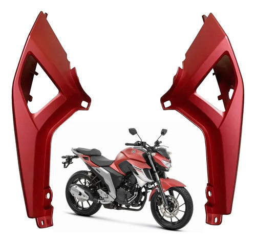Par de Rabetas Laterais Paramotos Yamaha Fazer Fz25 250 2018 a 2024 Vermelho Fosco