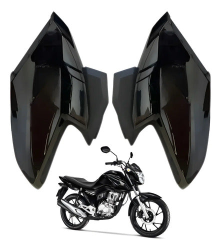 Par de Aletas Abas do Tanque Paramotos Honda Cg 160 Fan 2022 a 2024 Preto Brilhante
