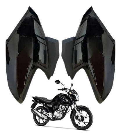 Par de Aletas Abas do Tanque Paramotos Honda Cg 160 Fan 2022 a 2024 Preto Brilhante