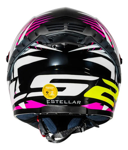 Capacete LS2 FF358 Pro Estellar com Spoiler Preto Roxo Rosa