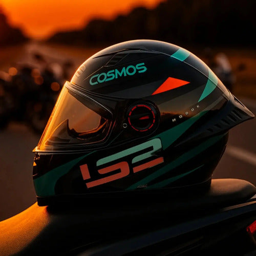 Capacete LS2 FF358 Pro Modok com Spoiler Preto Verde Laranja Brilhante