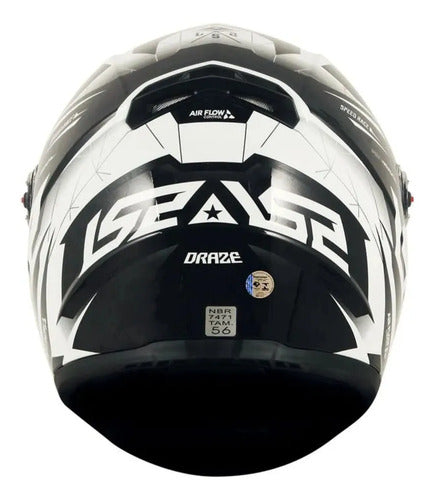 Capacete LS2 FF358 Draze Preto Branco Brilhante Tamanho 56/S