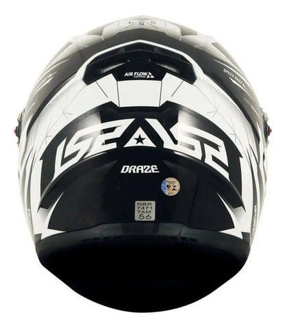 Capacete LS2 FF358 Draze Preto Branco Brilhante Tamanho 56/S