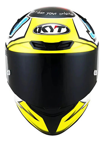 Capacete KYT TT-Course 98 Bomb Branco Amarelo Preto Brilhante