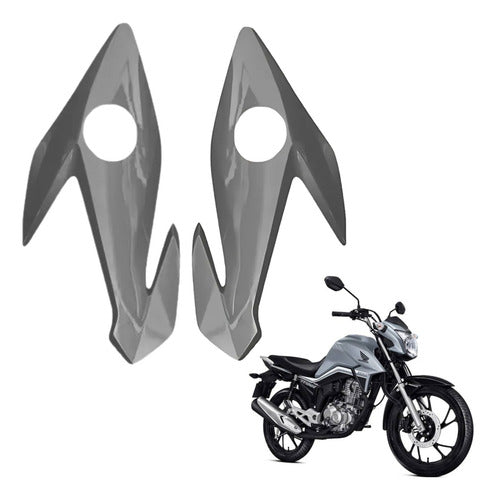 Par de Bananinhas Carenagens Laterais do Farol Paramotos Honda Cg 160 Titan 2022 a 2024 Prata Ibiúna
