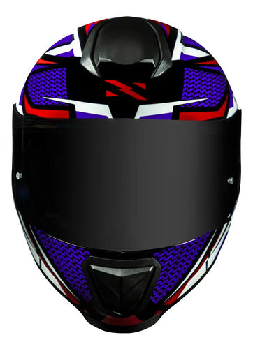 Capacete Norisk Razor Sharp com Spoiler Azul Vermelho Brilhante