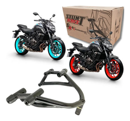 Protetor de Motor Stunt Race Cage Yamaha Mt-07 2015 em diante Preto Brilhante