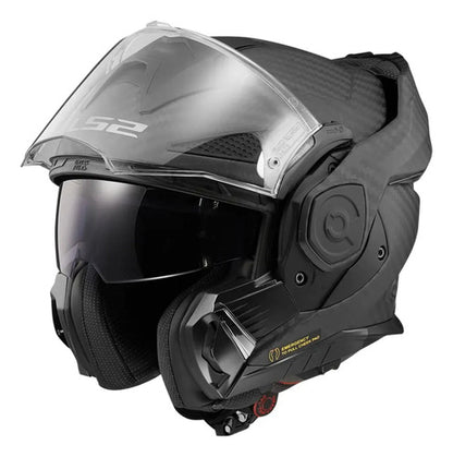 Capacete Escamoteável LS2 FF901 Advant X Carbon Solid com Óculos Solar Preto Fosco