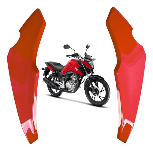 Par de Carenagens Laterais do Farol Paramotos Honda Cg 160 Titan Fan Start 2025 em diante Vermelho