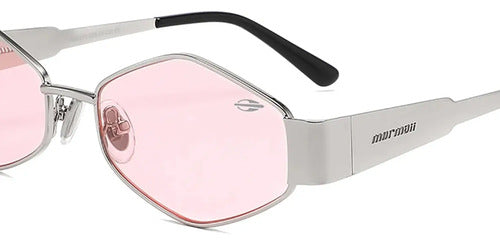 Óculos De Sol Mormaii M0190 Metal Hexagonal Óculos Solar M0190 Feminino Lente Rosa Prata Preto Metal