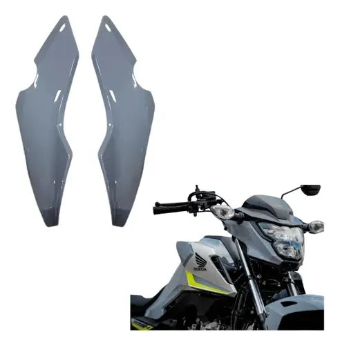 Par de Carenagens Laterais do Farol Paramotos Honda Cg 160 Titan 2025 em diante Cinza Perolizado