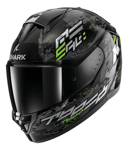 Capacete Shark Ridill 2 Molokai com Óculos Solar Interno Preto Verde Brilhante