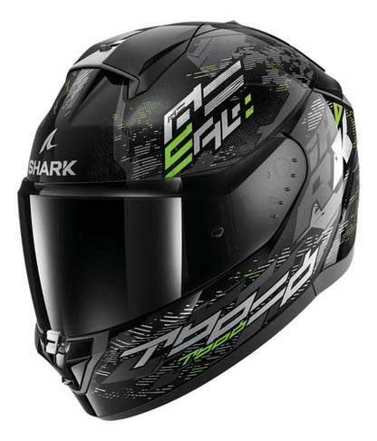 Capacete Shark Ridill 2 Molokai com Óculos Solar Interno Preto Verde Brilhante