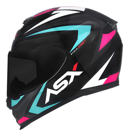 Capacete ASX Eagle Street Preto Azul Rosa Brilhante