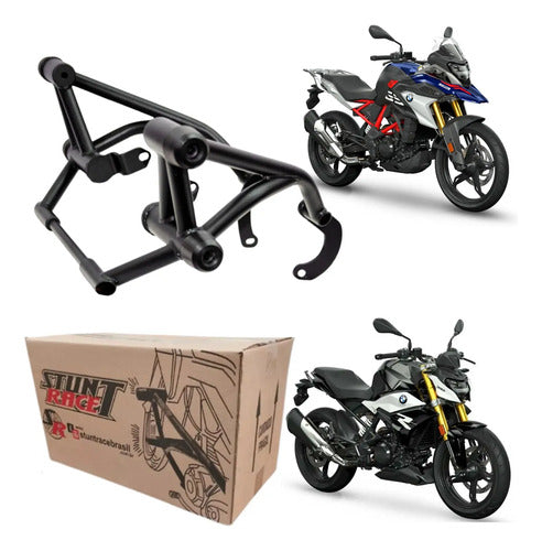 Protetor de Motor Stunt Race Cage BMW G 310 Gs 2018 em diante G 310 R 2017 em diante Preto Brilhante