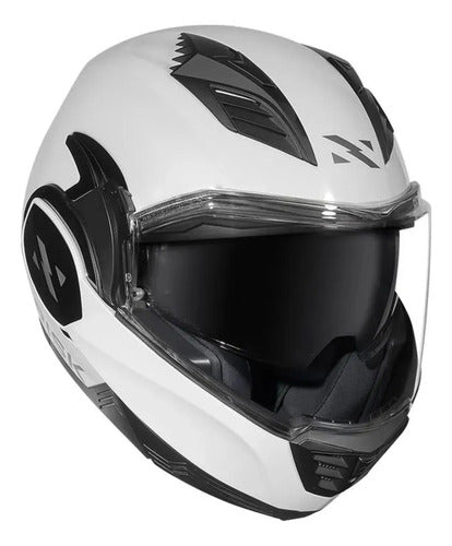 Capacete Escamoteável Norisk Avenger Solid com Óculos Solar Interno Branco Brilhante Tamanho 58/M