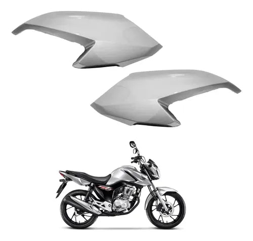 Par de Aletas Abas do Tanque Paramotos Honda Cg 160 Fan Start 2022 a 2024 Prata