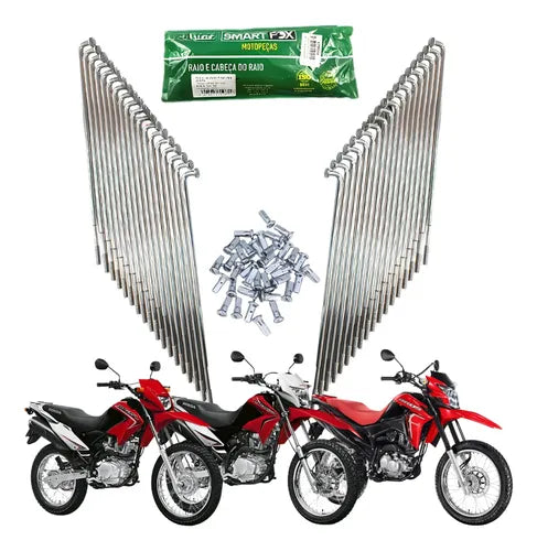 Jogo de Raios Traseiro Smartfox Honda Bros 125 150 160 3,5 mm Cromado