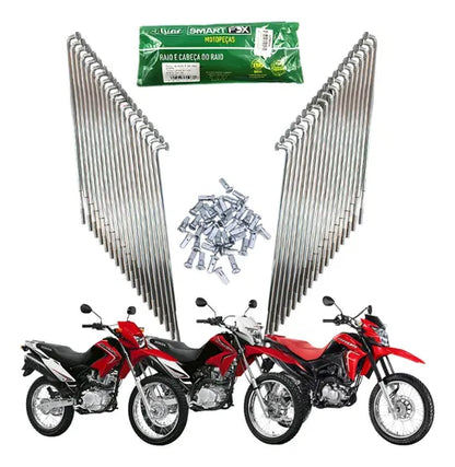 Jogo de Raios Traseiro Smartfox Honda Bros 125 150 160 3,5 mm Cromado