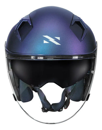 Capacete Aberto Norisk Downtown II Solid com Óculos Solar Interno Azul Fosco Tamanho 58/M