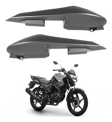 Par de Rabetas Laterais Paramotos Yamaha Fazer 150 2016 a 2017 Cinza Fosco