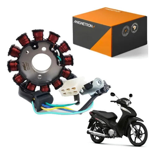 Magneto Estator com Bobina de Pulso Magnetron Honda Biz 125 2011 a 2015