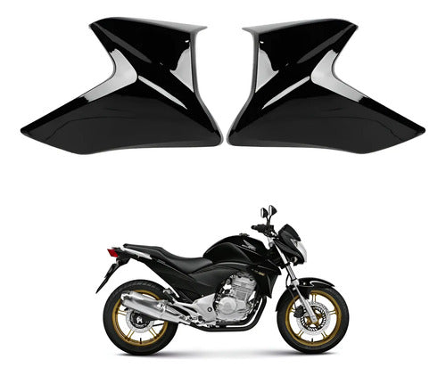 Par de Guias de Ar Abas do Tanque Paramotos Honda Cb 300r 2009 em diante Preto Brilhante