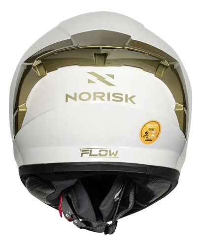 Capacete Norisk Flow Solid com Spoiler Branco Dourado Brilhante