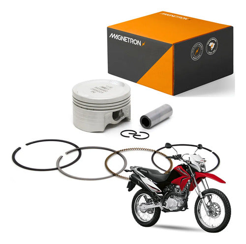Kit Pistão com Anéis Magnetron Honda Cg 150 Titan Fan 2004 a 2015 Bros 150 2006 a 2014 1,00 mm