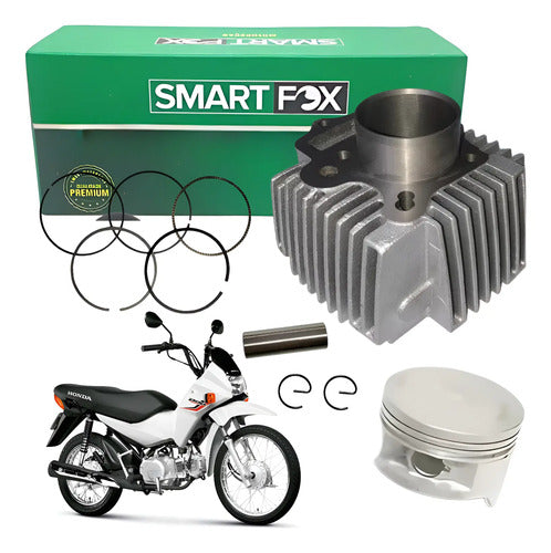 Kit Cilindro Pistão e Anéis Smartfox Honda Pop 100 2009 em diante