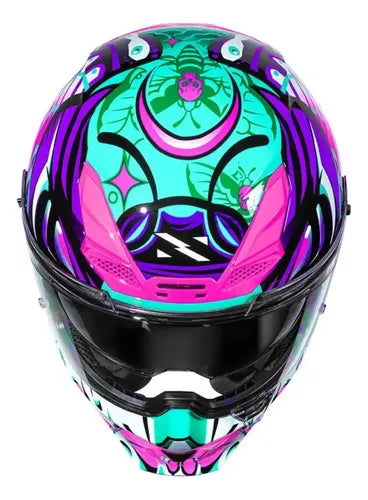 Capacete Norisk Rock Butterfly com Óculos Solar Interno Rosa Brilhante