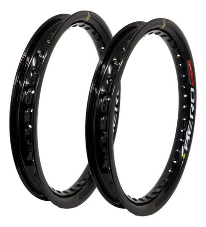 Par de Aros de Roda Aero Slim Monaco Honda Bros 125 150 160 2.15x19 e 2.50x17 Preto Brilhante