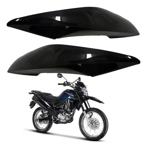 Par de Abas do Tanque Paramotos Honda Bros 160 2015 a 2021 Preto Brilhante