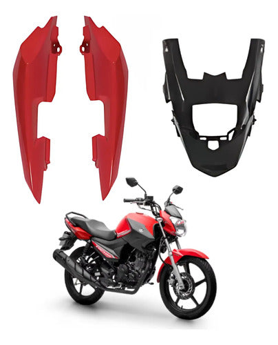 Rabeta Lateral Completa Paramotos Yamaha Factor 150 2016 a 2024 Vermelho Brilhante