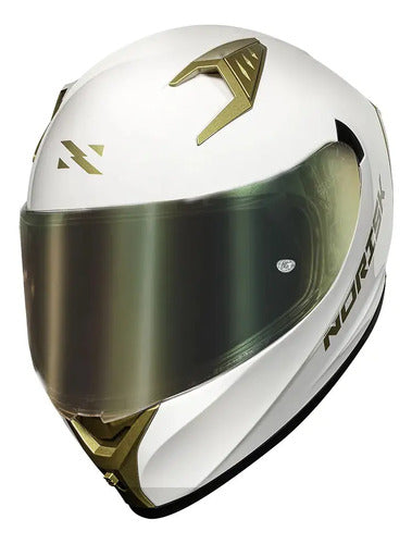 Capacete Norisk Flow Solid com Spoiler Branco Dourado Brilhante