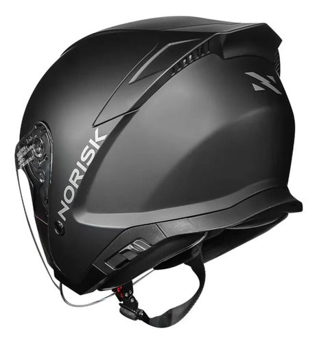 Capacete Aberto Norisk City Solid com Óculos Solar Interno Preto Fosco
