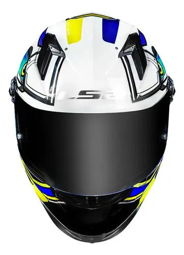 Capacete LS2 FF358 Xdron Azul Branco Brilhante