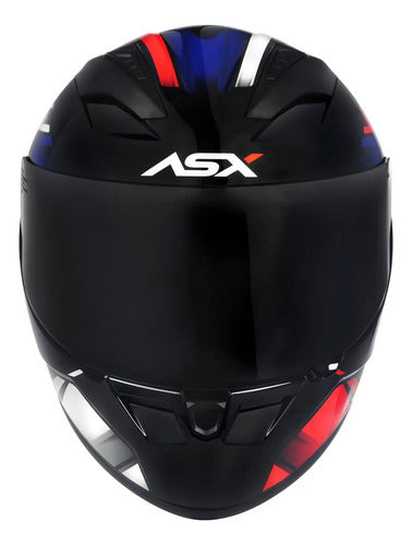 Capacete ASX City Start Preto Vermelho Azul Brilhante