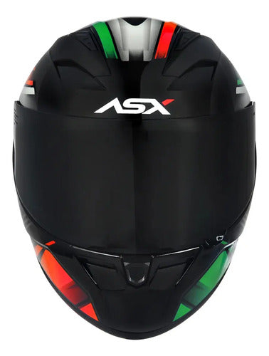 Capacete ASX City Start Branco Vermelho Verde Brilhante