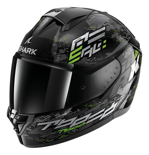 Capacete Shark Ridill 2 Molokai com Óculos Solar Interno Preto Verde Brilhante