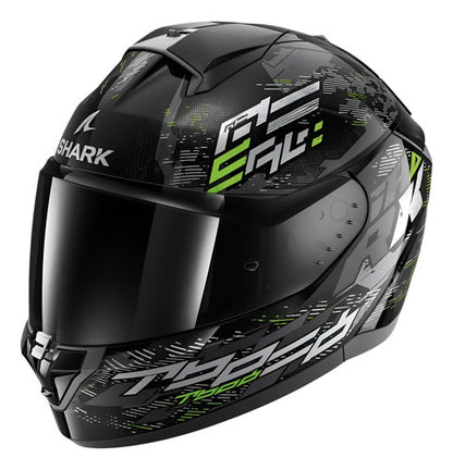 Capacete Shark Ridill 2 Molokai com Óculos Solar Interno Preto Verde Brilhante