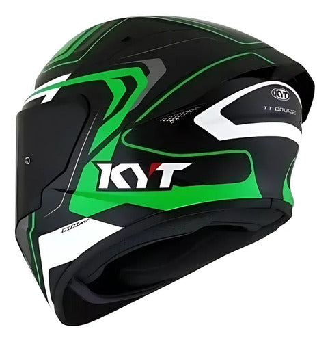 Capacete KYT TT-Course Overtech Preto Verde Brilhante Tamanho 62/XL