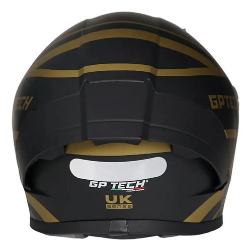 Capacete GP Tech Sense UK Preto Dourado Fosco Tamanho 58