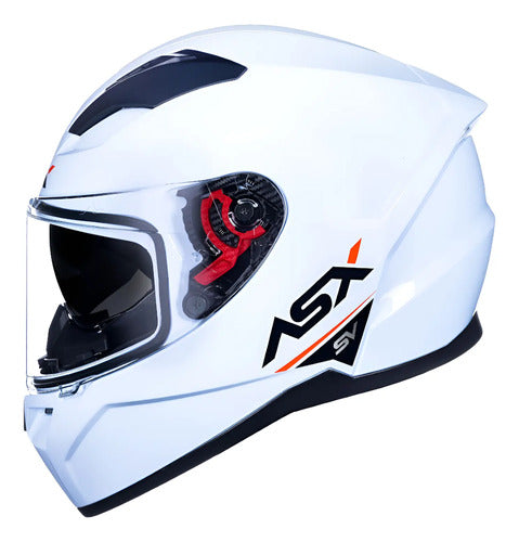 Capacete ASX City SV Solid com Óculos Solar Interno Branco Brilhante Tamanho 54/XS