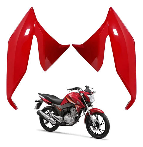 Par de Aletas Abas do Tanque Paramotos Honda Cg 160 Titan 2022 a 2024 Vermelho Maceió