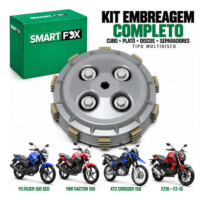 Kit Embreagem Completo Smartfox Yamaha Fazer Crosser 150 2014 em diante Factor 150 2016 em diante