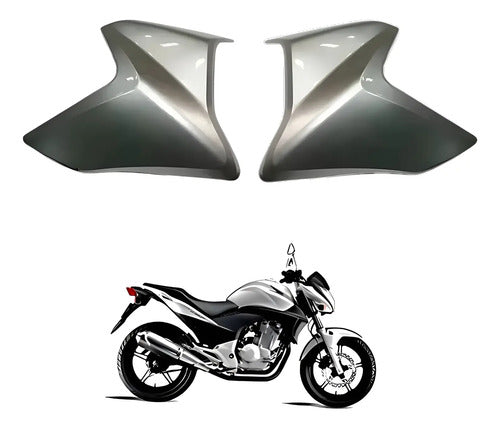 Par de Guias de Ar Abas do Tanque Paramotos Honda Cb 300r 2009 a 2010 Prata