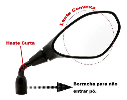 Par de Retrovisores GVS Universal Rosca Yamaha Lente Prata
